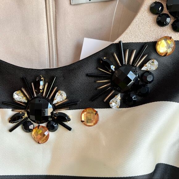 ELIZA J 2 PETITE STRIPED SHINY CREAM CHAMPAGNE ROSE GOLD WOMEN DRESS BRAND NEW - Picture 6 of 10